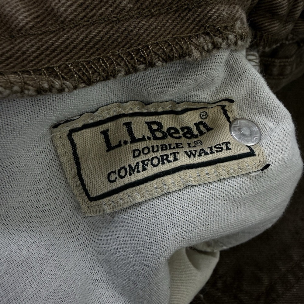 LL Bean Double L Comfort Waist Jeans Mens 46x29 Brown Khaki Cotton Straight Leg - Picture 9 of 12